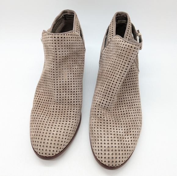 Sam Edelman Paula tan perforated suede leather wedge heel ankle boot 7.5 - Picture 3 of 12